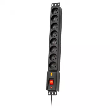 Lestar LXRM 816 16A 8-fach 19-Zoll-Rack-PDU mit Schuko-Steckdosen, 5m Kabel