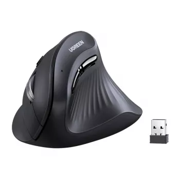 UGREEN MU008 Kabellose vertikale optische Maus, 2.4G + Bluetooth 5.0, Schwarz