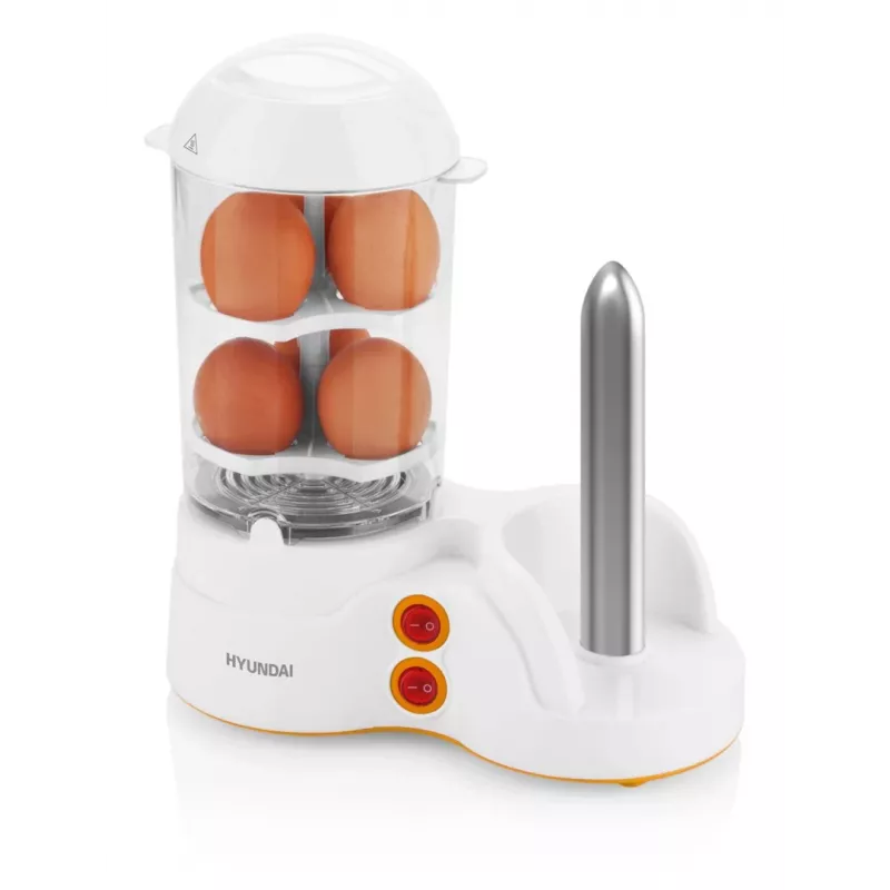 Hyundai HY-HDM110 Hot-Dog-Maker, 350 W, 6 Würstchen, 12 Brötchen, Weiß/Silber