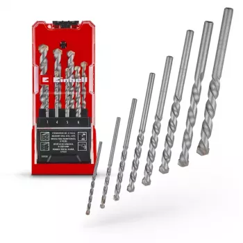Einhell 38080 Steinbohrer-Set, 8-teilig, 3-10 mm, Wolframcarbid-Spitze, Kohlenstoffstahl