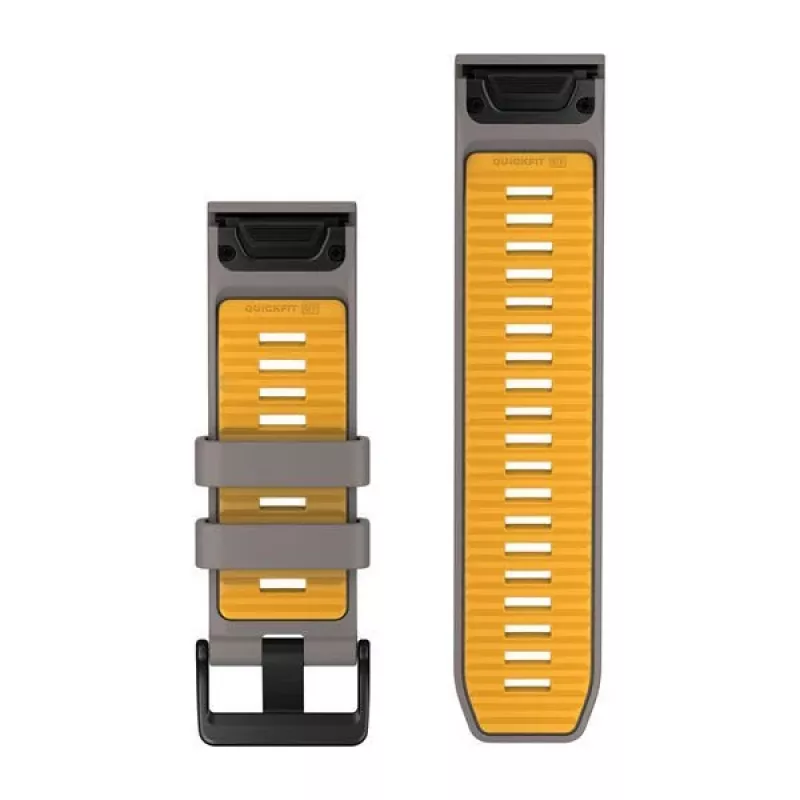 Garmin QuickFit 26 mm Silikon-Armband für Uhr Schiefergrau/Gelb 010-14508-02