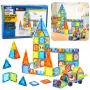 LEAN TOYS Magnetische Lernbausteine mit Fenstern und 3D-Fahrzeugstickern, 138 Stück