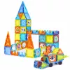 LEAN TOYS Magnetische Lernbausteine mit Fenstern und 3D-Fahrzeugstickern, 138 Stück