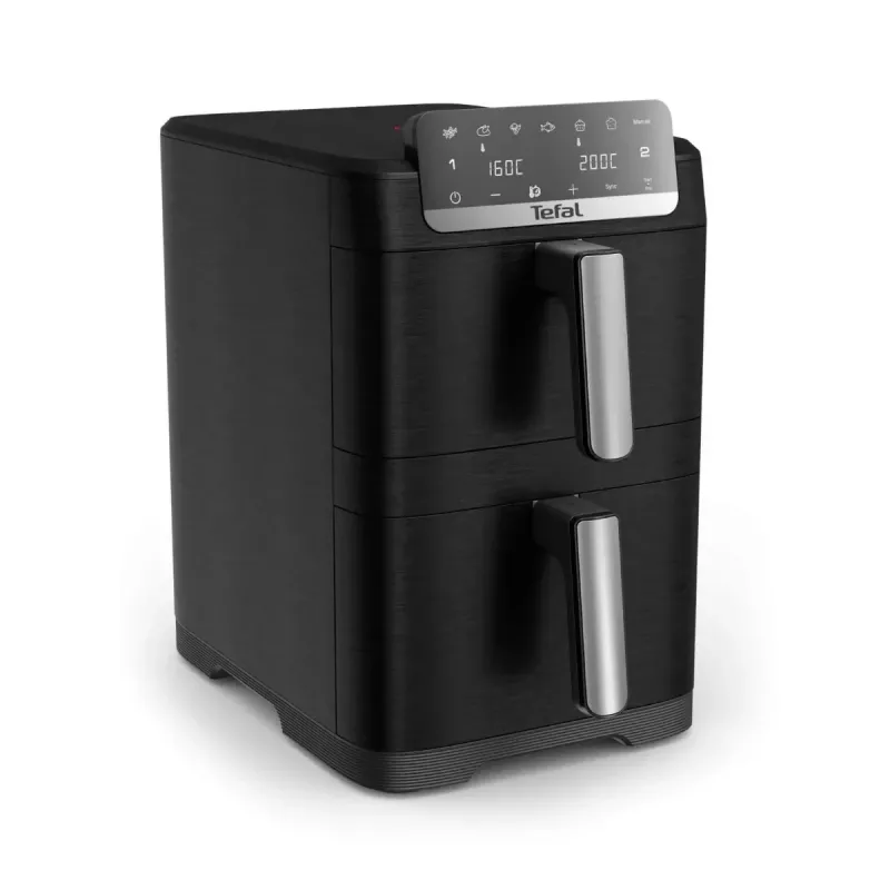 TEFAL Doppelkorb-Heißluftfritteuse EY7528E0 Easy Fry Crispy Stack, 2700 W, 6 L + 4 L, Schwarz