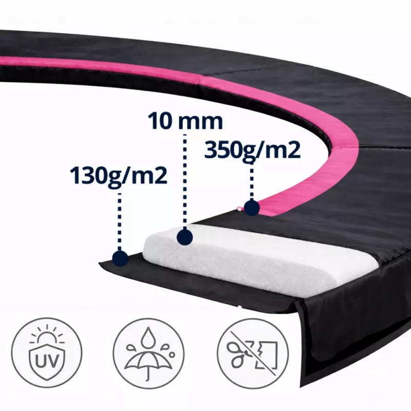 LEAN SPORT Federabdeckung für Sport Max 10ft Trampolin Schwarz-Pink