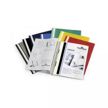 DURABLE Duraplus Präsentationsmappe A4 Weiß mit transparenter Vordertasche und Metall-Drehclip