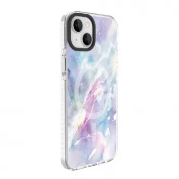 Evelatus Apple iPhone 15 Plus PC+TPU Hülle mit MagSafe – Custom Marble Purple