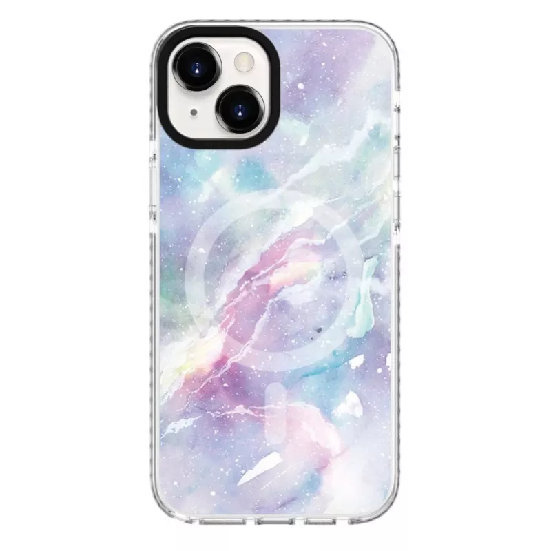 Evelatus Apple iPhone 15 Plus PC+TPU Hülle mit MagSafe – Custom Marble Purple