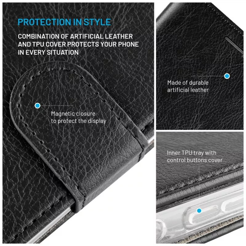 FIXED Opus Book Case für Xiaomi Redmi 15 4G/5G – Kunstleder, Schwarz
