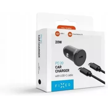 FIXED USB-C Kfz-Ladegerät 20W mit USB-C auf USB-C Kabel - Schwarz FIXCC20N-CC-BK