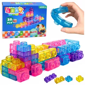 LEAN TOYS Gummibausteine Flexibles Konstruieren Transparent Bunt 20 Stk