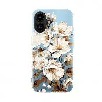 Evelatus Apple iPhone 16 Slim Shell mit MagSafe – Custom Print Flower Blue