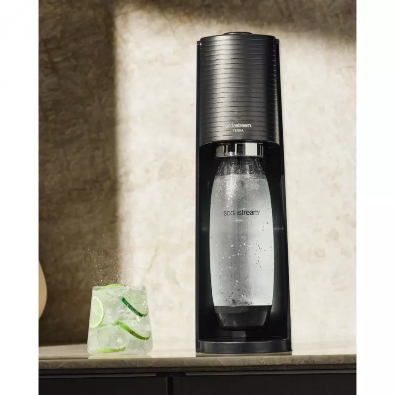 SodaStream Terra Megapack Schwarz Wassersprudler mit 3 Flaschen und Quick Connect CO2-Zylinder