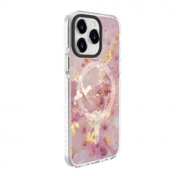 Evelatus Apple iPhone 15 Pro PC+TPU Hülle mit MagSafe – Marmor Rosa