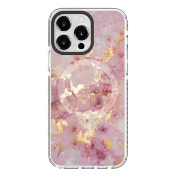 Evelatus Apple iPhone 15 Pro PC+TPU Hülle mit MagSafe – Marmor Rosa