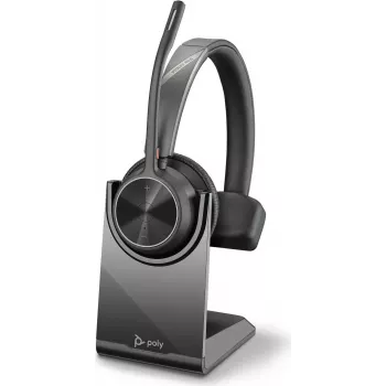 HP Poly Voyager 4300 UC Series 4310 Kabelloses On-Ear-Headset mit USB-C-Adapter und Standfuß, Zoom-zertifiziert 218474-01