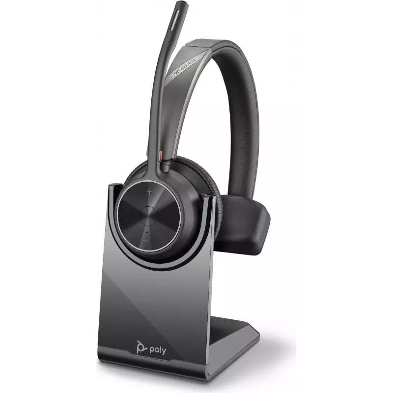 HP Poly Voyager 4300 UC Series 4310 Kabelloses On-Ear-Headset mit USB-C-Adapter und Standfuß, Zoom-zertifiziert 218474-01
