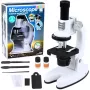 LEAN TOYS Mikroskop Lernset für Kinder Zoom 1200x Zubehör Weiß