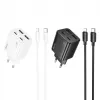 HOCO 30W 4-Port USB-Wandladegerät mit USB-C-auf-Lightning-Kabel – Weiß
