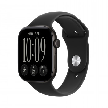 Apple Watch Series 12 GPS + Cellular 46 mm Aluminiumgehäuse Schwarz mit Sportarmband Schwarz – M/L