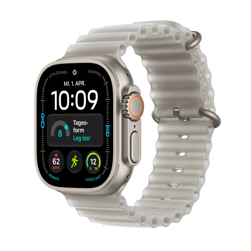 Apple Watch Ultra 4 GPS + Cellular 49 mm Naturtitan-Gehäuse mit transluzent grauem Ocean Armband