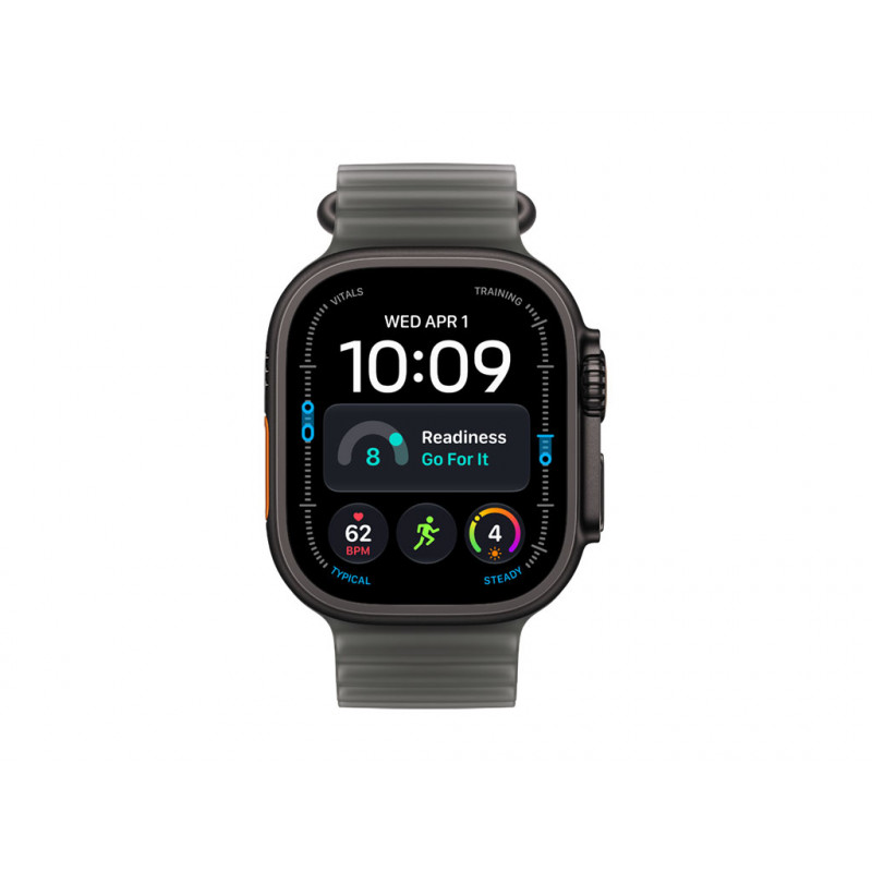 Apple Watch Ultra 4 GPS + Cellular 49 mm schwarzes Titan-Gehäuse mit transluzentem schwarzem Ocean Armband