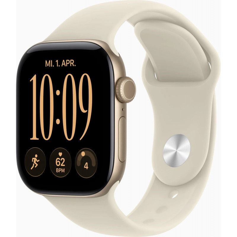 Apple Watch Series 12 GPS + Cellular 42 mm Aluminiumgehäuse Gold mit Sportarmband Sand – S/M