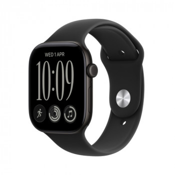 Apple Watch Series 12 GPS + Cellular 46 mm Aluminiumgehäuse Schwarz mit Sportarmband Schwarz – S/M