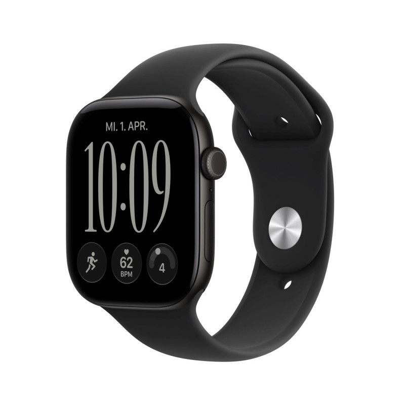 Apple Watch Series 12 GPS + Cellular 46 mm Aluminiumgehäuse Schwarz mit Sportarmband Schwarz – S/M
