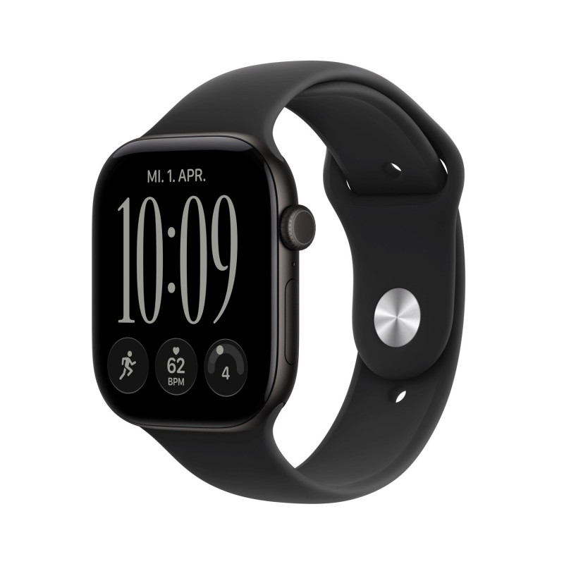 Apple Watch Series 12 GPS 46 mm Aluminiumgehäuse Schwarz mit Sportarmband Schwarz – S/M