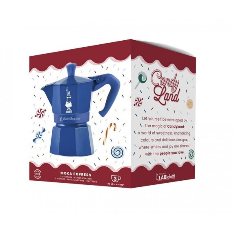Bialetti Candyland Moka Express 3TZ Handkaffeemaschine, 150 ml, Blau