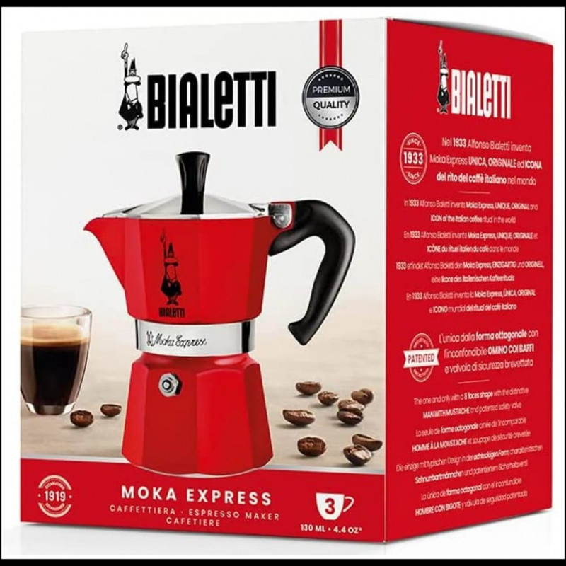 Bialetti Candyland Moka Express 3TZ Handkaffeemaschine, 150 ml, Rot