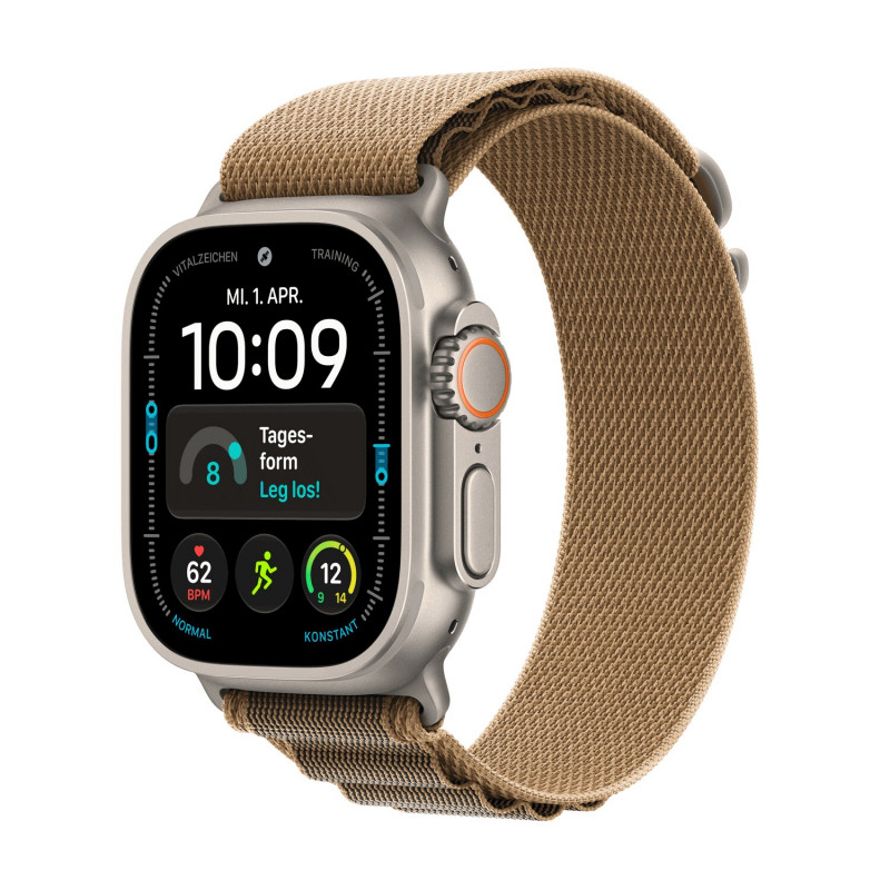 Apple Watch Ultra 4 GPS + Cellular 49mm Gehäuse aus Naturtitan mit Desert Alpine Loop - M
