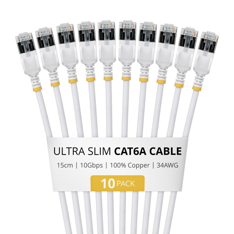 StarTech.com Slim Cat6a U/FTP Patchkabel RJ45, 0,15 m, Weiß, 10er-Pack