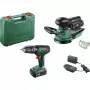 Bosch DIY Set UniversalImpact 18V + AdvancedOrbit 18V, 2x 2,0Ah Li-Ion Akku, Akku-Schlagbohrschrauber + Akku-Exzenterschleifer, Grün (06039D410A)