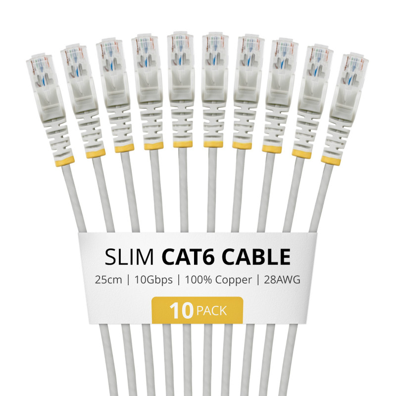 StarTech.com Slim Cat6 U/UTP Patchkabel RJ45, 0,25 m, Grau, 10er-Pack