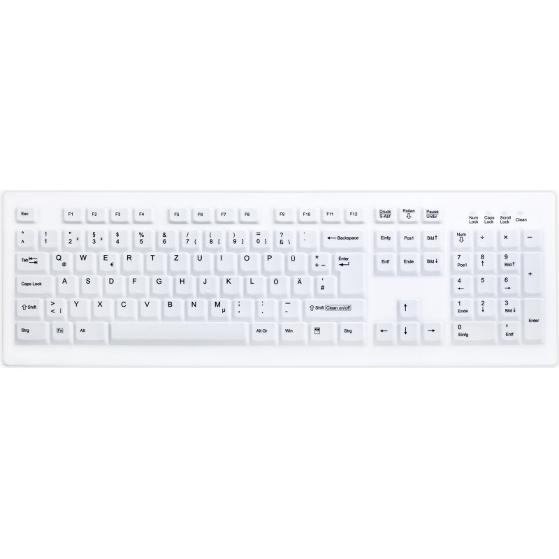 Active Key AK-C8100 kabellose Hygiene-Tastatur, versiegelt, Schweizer Layout (QWERTZ), Weiß