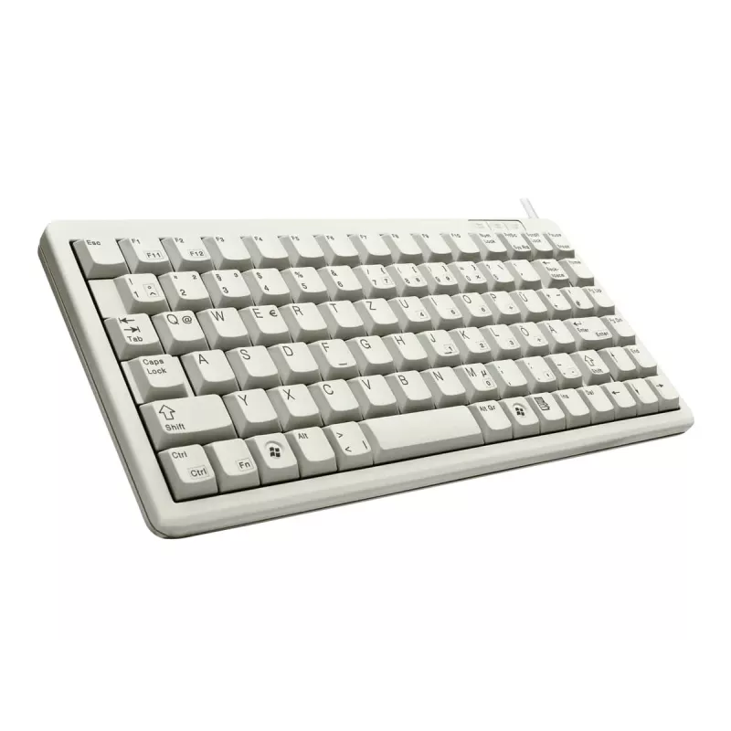 Cherry Slim Line G84-4100 Kompakte Tastatur, PS/2 + USB, 83 Tasten, Deutsches Layout (QWERTZ), Hellgrau
