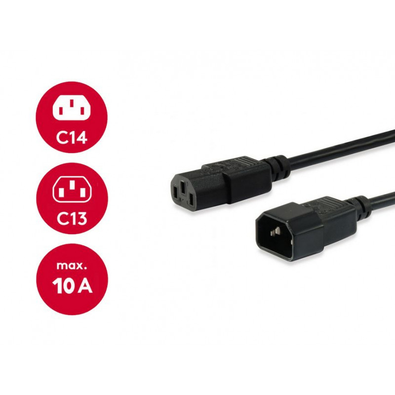 Equip Netzkabel IEC C13 auf IEC C14, 1,5 m, Schwarz