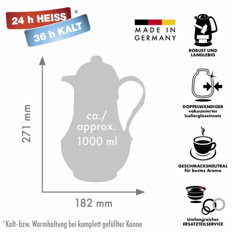 ROTPUNKT Thermoskanne 230/IV, 1,0 l, Elfenbein (Ecru)