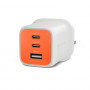 Targus HyperJuice Flex 65W GaN Ladegerät, 3 Anschlüsse (2x USB-C, 1x USB-A), EU-Stecker, Zinnoberrot