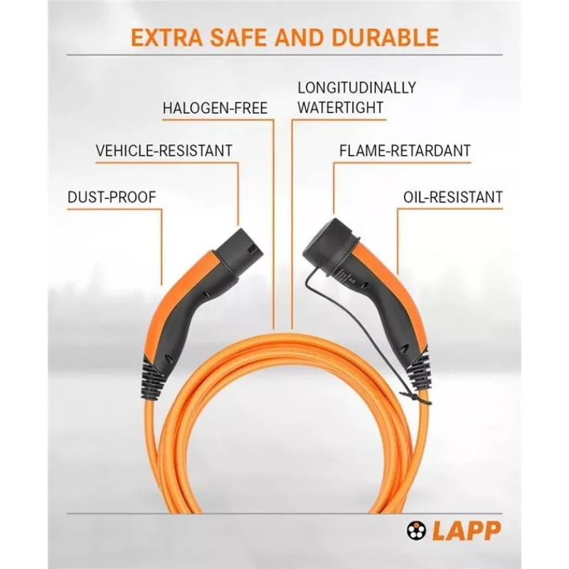 LAPP MOBILITY Ladekabel Typ 2, bis zu 11 kW, 7 m, Orange (61790)