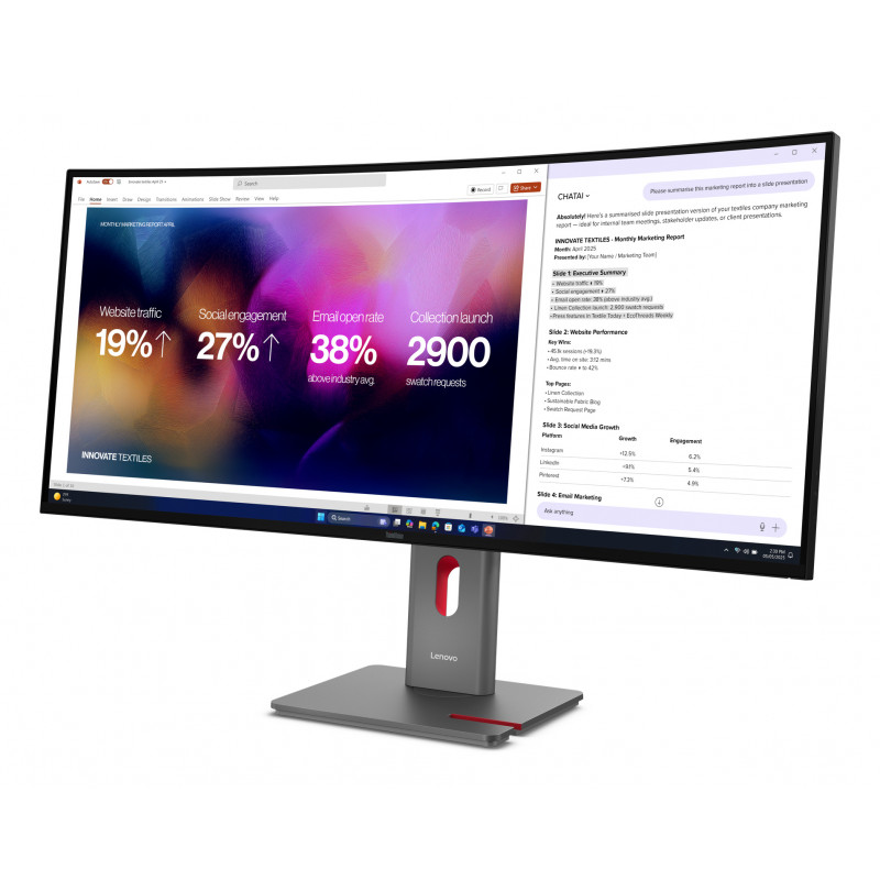 Lenovo ThinkVision P40WD-40 40 inch 5K WUHD Curved IPS Monitor, 120 Hz, Dock, Daisy Chain, MC60 Kamera, Lautsprecher