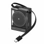 SHARGE Einziehbares 65-GaN-Ladegerät, 65 W, 2x USB-C, Integriertes USB-C-Kabel, Schwarz