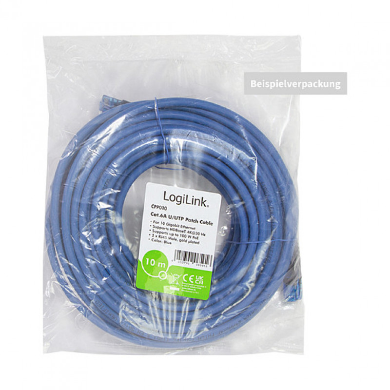 Logilink Cat6a U/UTP Patchkabel RJ45, 1 m, Blau, LSZH