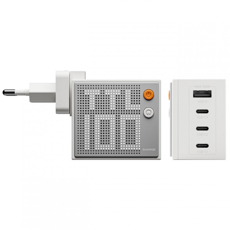 SHARGE Pixel 100 GaN Ladegerät, 100W, 3x USB-C, 1x USB-A - weiß