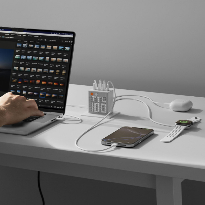 SHARGE Pixel 100 GaN Ladegerät, 100W, 3x USB-C, 1x USB-A - weiß