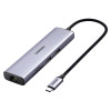 UGREEN 60515 7-in-1 USB-C-Multiport-Adapter, 4K HDMI, Gigabit-Ethernet, 100 W PD, Grau