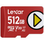 Lexar PLAY 512GB microSDXC UHS-I Speicherkarte, U3, V30, A2, bis zu 205 MB/s, mit SD-Adapter