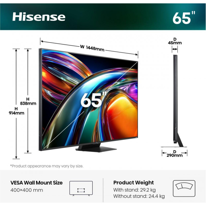 Hisense 65UR9S 65 inch RGB Mini LED 4K 170Hz VRR Fernseher (2026)